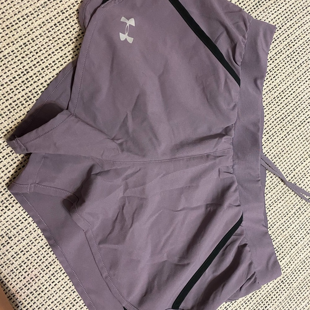Under Armour Women's Lavender Athletic Shorts with Black Trim
